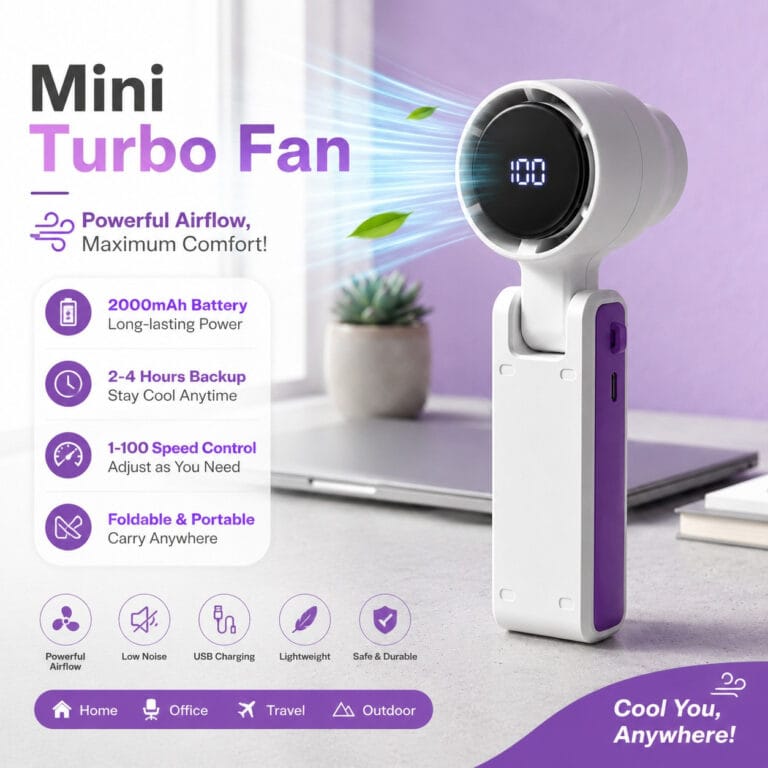 Portable Mini Turbo Fan Rechargeable