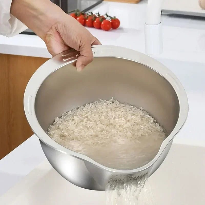 Rice Washer Strainer Bowl Stainless Steel