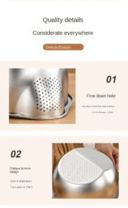 Rice Washer Strainer Bowl Stainless Steel