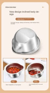 Rice Washer Strainer Bowl Stainless Steel