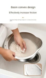Rice Washer Strainer Bowl Stainless Steel