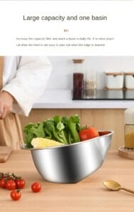 Rice Washer Strainer Bowl Stainless Steel